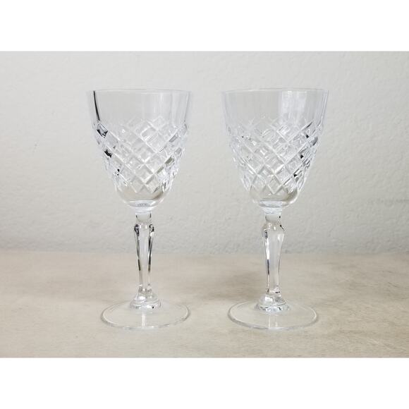 Cristal D' Arques Durand Dauphine Crystal Wine Water Goblets Glasses x2 Vintage - Picture 8 of 14